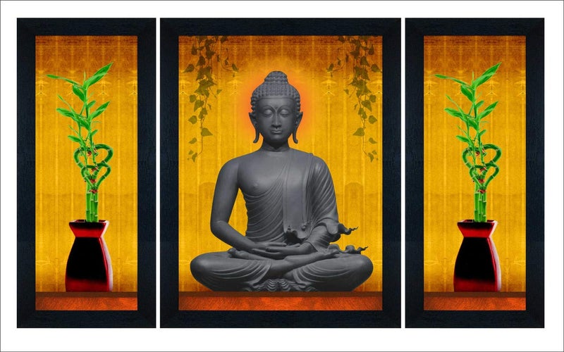 SAF paintings UV Textured Buddha Framed Painting (Multicolor, 22.5 inch X 13.5, SANFSA1009) - Image 1