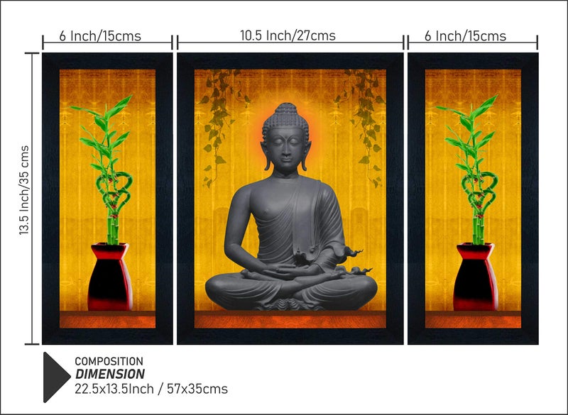 SAF paintings UV Textured Buddha Framed Painting (Multicolor, 22.5 inch X 13.5, SANFSA1009) - Image 3