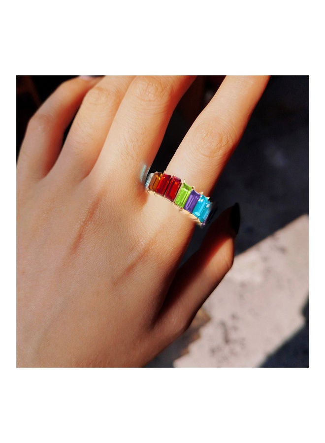 NIBEMINENT Rectangular Stone Studded Ring - Image 3