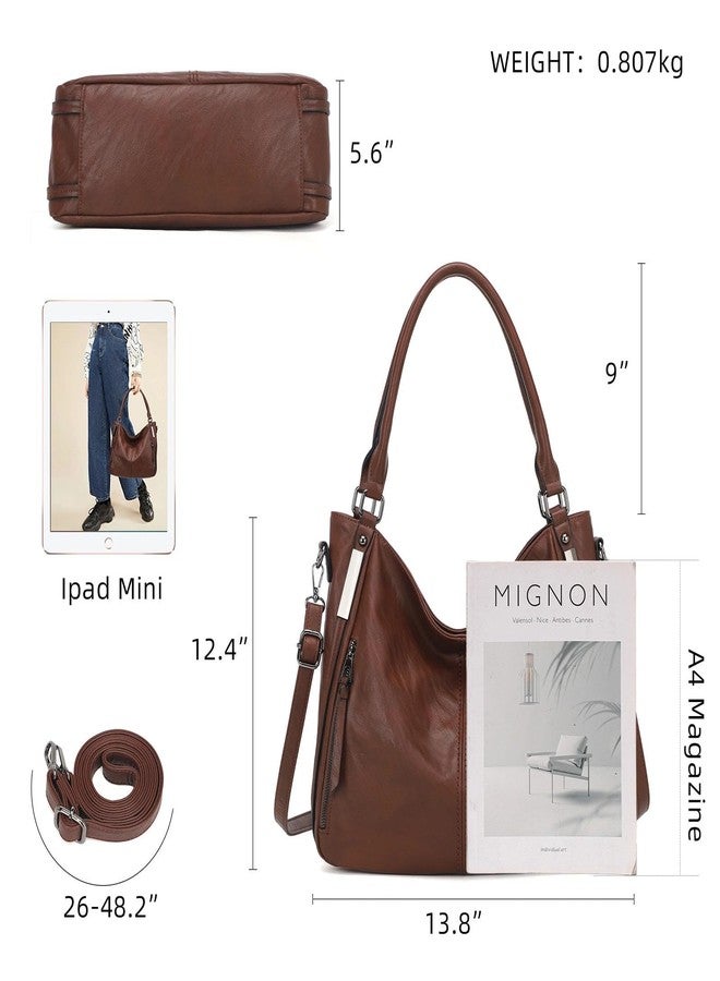 KL928 Large Purses for Women Shoulder Handbag Hobo Bag Tote Bag (Chestnut Brown) - Image 4