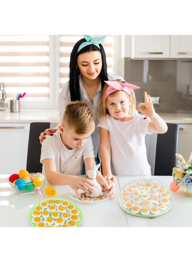 هانزغو HANSGO حاويات بيض ديفيلد مع غطاء، 3 قطع من حاملات أطباق بيض ديفيلد مع 66 فتحة للحفلات والمطبخ المنزلي، أخضر - Image 5