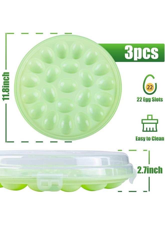 هانزغو HANSGO حاويات بيض ديفيلد مع غطاء، 3 قطع من حاملات أطباق بيض ديفيلد مع 66 فتحة للحفلات والمطبخ المنزلي، أخضر - Image 2