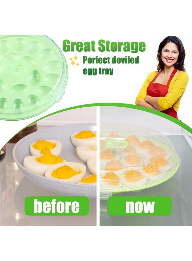 هانزغو HANSGO حاويات بيض ديفيلد مع غطاء، 3 قطع من حاملات أطباق بيض ديفيلد مع 66 فتحة للحفلات والمطبخ المنزلي، أخضر - Image 4