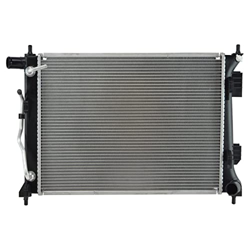 TRQ Radiator Assembly Aluminum Core Compatible with 12-17 Hyundai Accent 12-15 Veloster Kia Rio CU13252 CU13253 HY3010174 - Image 2