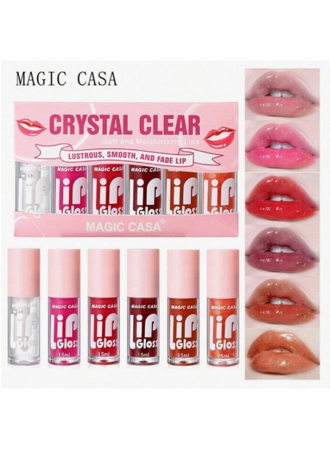 Magic 6Pcs Moisturizing Lip Gloss Set - High Pigment, Non-Sticky, Prevents Peeling and Cracking, Brightens Lip Tone - Image 2