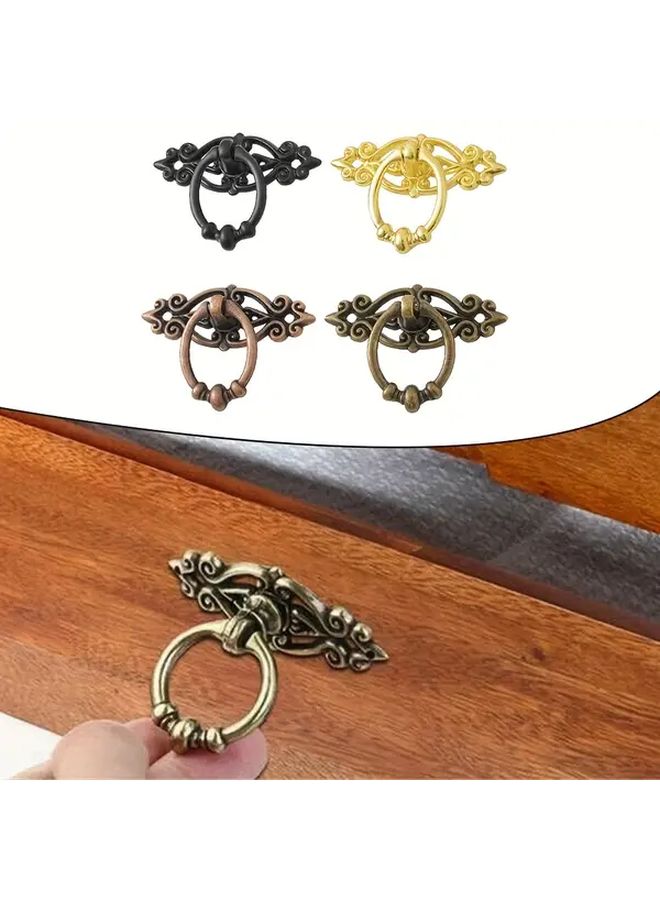 5 قطع مقابس أدراج ذهبية عتيقة من سبائك الزنك، وأجهزة أثاث عتيقة، ومقابض - Image 3