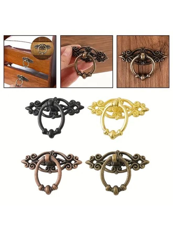 5 قطع مقابس أدراج ذهبية عتيقة من سبائك الزنك، وأجهزة أثاث عتيقة، ومقابض - Image 2