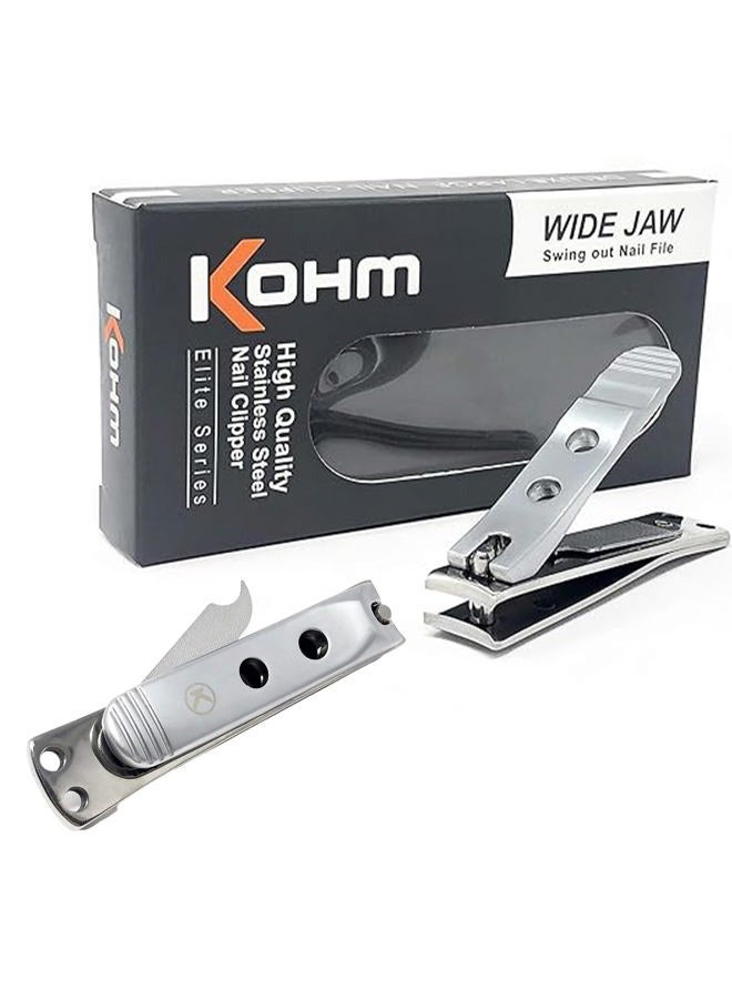 Kohm Toenail Clipper for Thick Nails 4mm Wide Jaw, Curved Blades, Swing Out Nail File, Heavy-Duty, Premium Quality. - Image 1