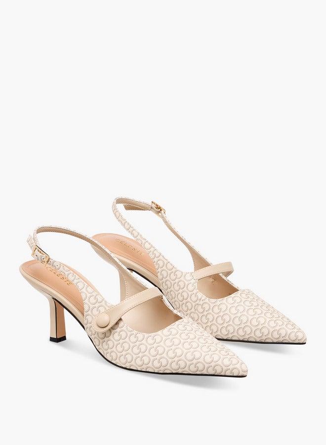 سيليست أحذية نسائية بنقشة شعار وحزام بإبزيم - Image 3