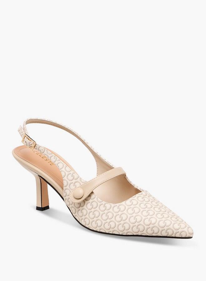 سيليست أحذية نسائية بنقشة شعار وحزام بإبزيم - Image 1