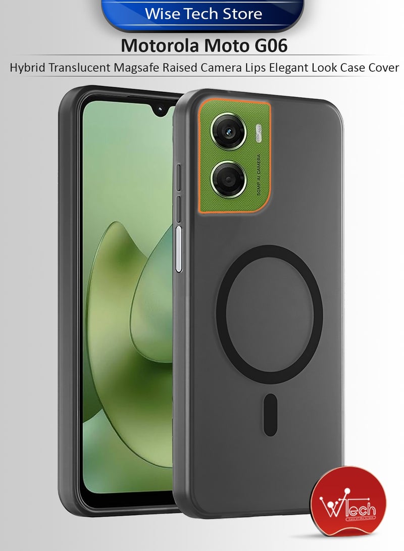 دبليو تيك غطاء واقٍ لهاتف موتورولا موتو G06 4G 2025 شفاف هجين مع ماجسيف للشحن المغناطيسي وارتفاع حول الكاميرا لمظهر أنيق (MCMPMN) - أسود - Image 1