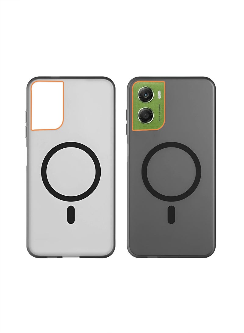 دبليو تيك غطاء واقٍ لهاتف موتورولا موتو G06 4G 2025 شفاف هجين مع ماجسيف للشحن المغناطيسي وارتفاع حول الكاميرا لمظهر أنيق (MCMPMN) - أسود - Image 2