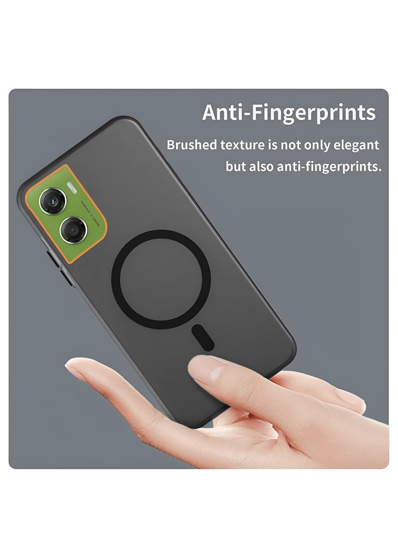 دبليو تيك غطاء واقٍ لهاتف موتورولا موتو G06 4G 2025 شفاف هجين مع ماجسيف للشحن المغناطيسي وارتفاع حول الكاميرا لمظهر أنيق (MCMPMN) - أسود - Image 4