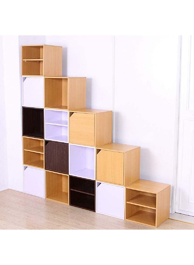 Cube Cubby Organizer with Door Eco Stackable Storage Cube  Cubby Organizer Locker Free Combination Floor Rack Lattice Cabinet (Walnut color) -- Walnut color