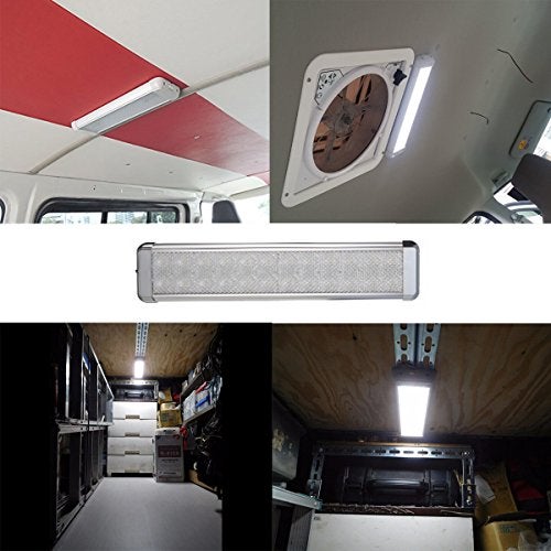 Lightronic مصباح داخلي LED من لايتترونيك 18.2 بوصة، إخراج ضوء عالي وسحب تيار منخفض، 6000K ضوء أبيض بارد شعاع واسع، 12V/24V DC، مفتاح تشغيل/إيقاف، هيكل من الألمنيوم للمركبات الترفيهية والمركبات العامة، عبوة واحدة - Image 2