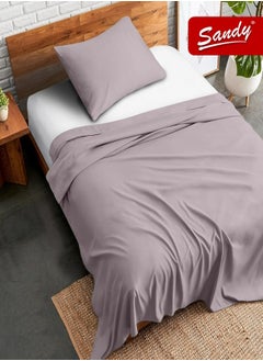 Sandy Sandy Premium Hotel Quality Flat Sheet and Pillow Case, Bed Sheet 2 Pieces Set, Soft & Breathable and Cooling, Extra Twin Size 243 x 167 cm, Light Grey  - Image 1