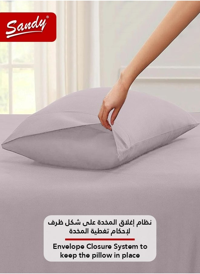 ساندي طقم شرشف سرير ساندي فاخر بجودة الفنادق مع غطاء وسادة، طقم من قطعتين، شديد النعومة وجيد التهوية وبارد, مقاس مفرد ونص 243 × 167 سم, رصاصي فاتح  - Image 5