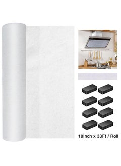 Generic Range Hood Filters Paper, Nonwoven Fabric Range Hood Replacement Filter with Adhesive Strips and Magnetic Block, Anti Oil Filter Paper for Kitchen, 46cm x 10m  - Image 1