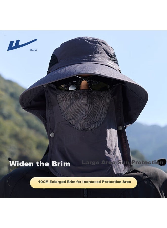 Pull Back Huangli Sun Hat Men's Sunscreen Hat Outdoor Sunshade Hat Face-shielding Sun Hat Neck-protecting Uv-resistant Fishing Hat Simple Fisherman Hat - Image 2