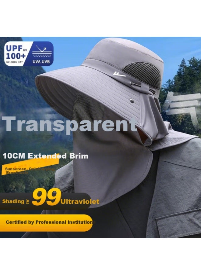 Pull Back Huangli Sun Hat Men's Sunscreen Hat Outdoor Sunshade Hat Face-shielding Sun Hat Neck-protecting Uv-resistant Fishing Hat Simple Fisherman Hat - Image 1