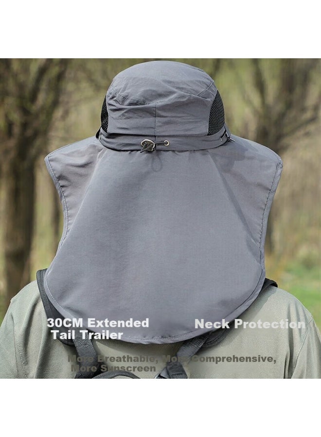 Pull Back Huangli Sun Hat Men's Sunscreen Hat Outdoor Sunshade Hat Face-shielding Sun Hat Neck-protecting Uv-resistant Fishing Hat Simple Fisherman Hat - Image 5