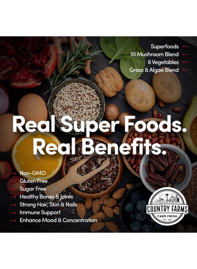 COUNTRY FARMS COUNTRY FARMS Collagen Peptides Powder with Greens Dietary Powder Supplement (Type I, III) for Skin Hair Nail and Joints, Dairy/Gluten/Sugar Free, Energizing Superfoods, Natural, 10.6 Oz 30 Servings  - Image 4