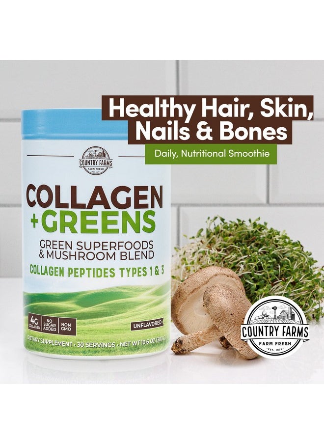 COUNTRY FARMS COUNTRY FARMS Collagen Peptides Powder with Greens Dietary Powder Supplement (Type I, III) for Skin Hair Nail and Joints, Dairy/Gluten/Sugar Free, Energizing Superfoods, Natural, 10.6 Oz 30 Servings  - Image 5