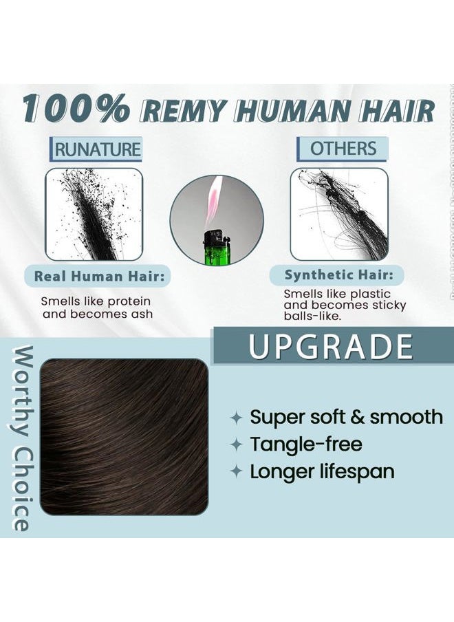RUNATURE U Part Human Hair Wig 16 Inch 150% Density U Part Wig Glueless Clip in U Wig Natural Hair Dark Brown Hair Wig U Shape Middle Cap Wigs Straight Brazilian Remy Hair Half Wig  - Image 3