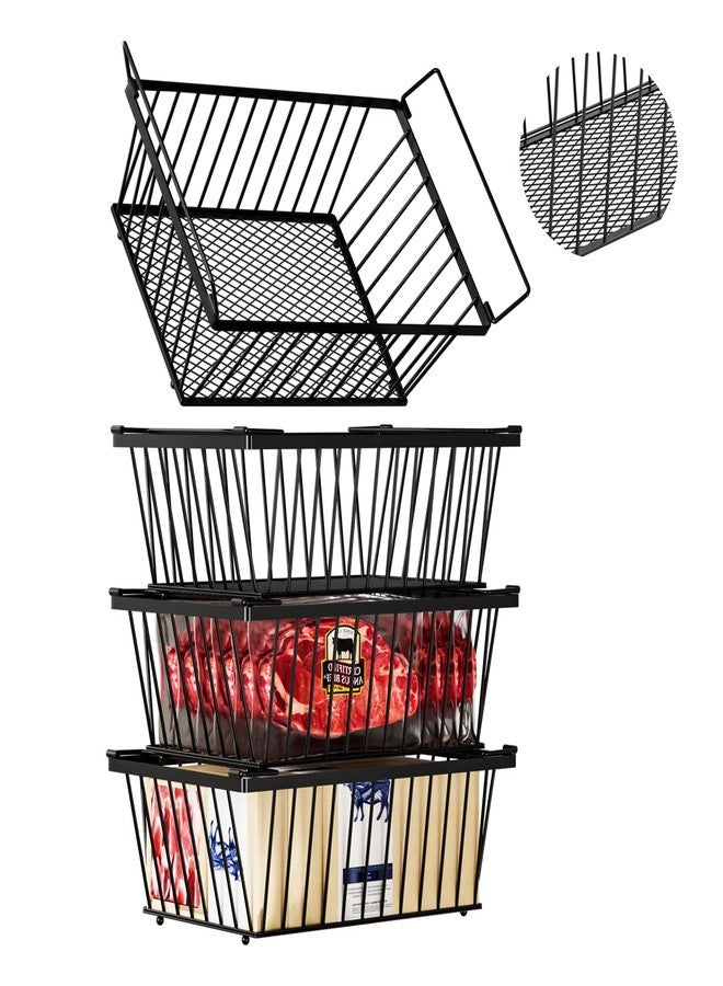ANJUBAN Freezer Organizer Bins ，Enhanced Leak-Proof Bottom，4 Pack Stackable Deep Freezer Organizer Bins for 5 Cu.FT Small Chest Freezer，organization and storage，pantry organizers（for 5 Cu.Ft - Image 1