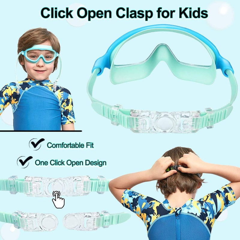 Seago Swim Goggles 2 Pack Anti-Fog Anti-UV Wide View Swimming Goggles for Kids 3-14 - Image 4