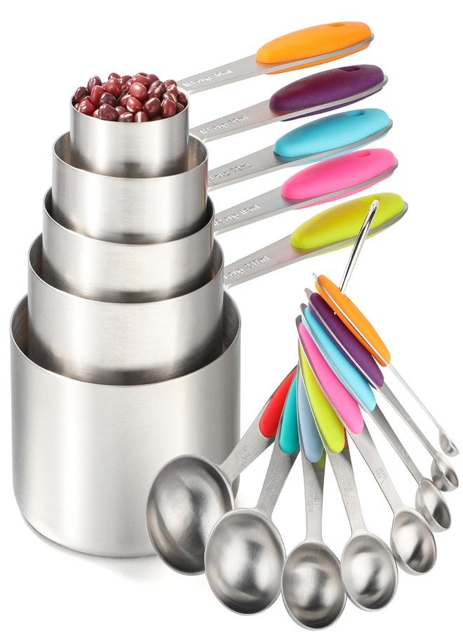 Turewin Measuring Cups and Spoons Set Stainless Steel Includes 5 Measuring Cups 8 Measuring Spoons for Dry or Liquid Ingredients (5+8) - Image 1
