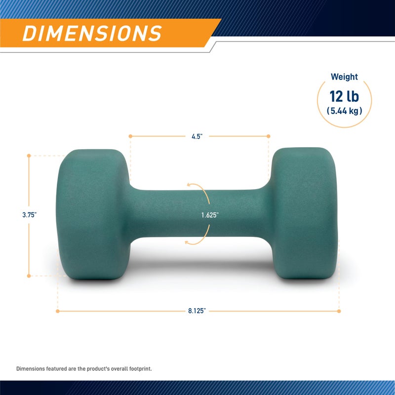 Marcy Neoprene Dumbbell, Single Piece, 12-lb, Sage Green - Image 2