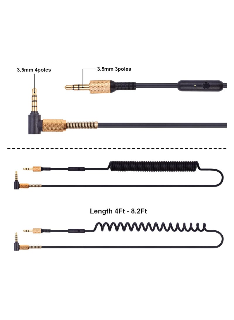 Major 3 Cable with Microphone Replacement for Marshall Major 2 Major 3 Major 4 Monitor II Mid A.N.C Headphones (3.5mm Plug, 4Ft Extended to 8.2Ft) - Image 2