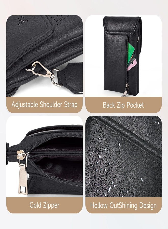 KITEVIUN Leather Small Crossbody Bags for Women Trendy Cell Phone Bag Wallet Purses Butterfly Design (Black) - Image 5