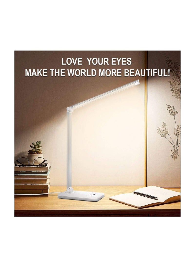 Generic - Dimmable LED Desk Lamp with Wireless Charger & USB Port, 5 Lighting Modes, Touch Control, Eye-Caring Design, 30/60 Min Auto-Off Timer - Perfect for Reading & Office Use. - Image 1