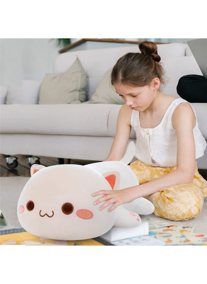 FUYU FUYU Cat Stuffed Animals, Soft Cat Plush Pillow Kawaii Kitten Stuffed Animal Toy Gifts for Kids Boys Girls Room Decor (White Round Eyes,15in/37cm)  - Image 3