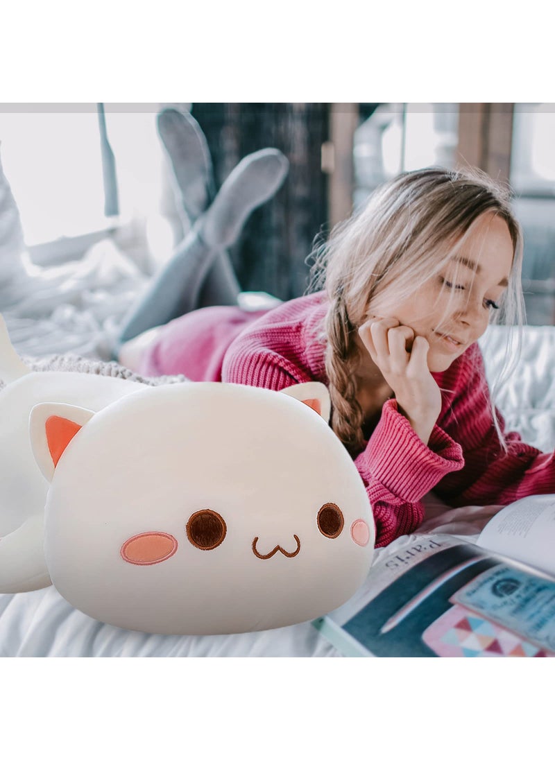 FUYU FUYU Cat Stuffed Animals, Soft Cat Plush Pillow Kawaii Kitten Stuffed Animal Toy Gifts for Kids Boys Girls Room Decor (White Round Eyes,15in/37cm)  - Image 2