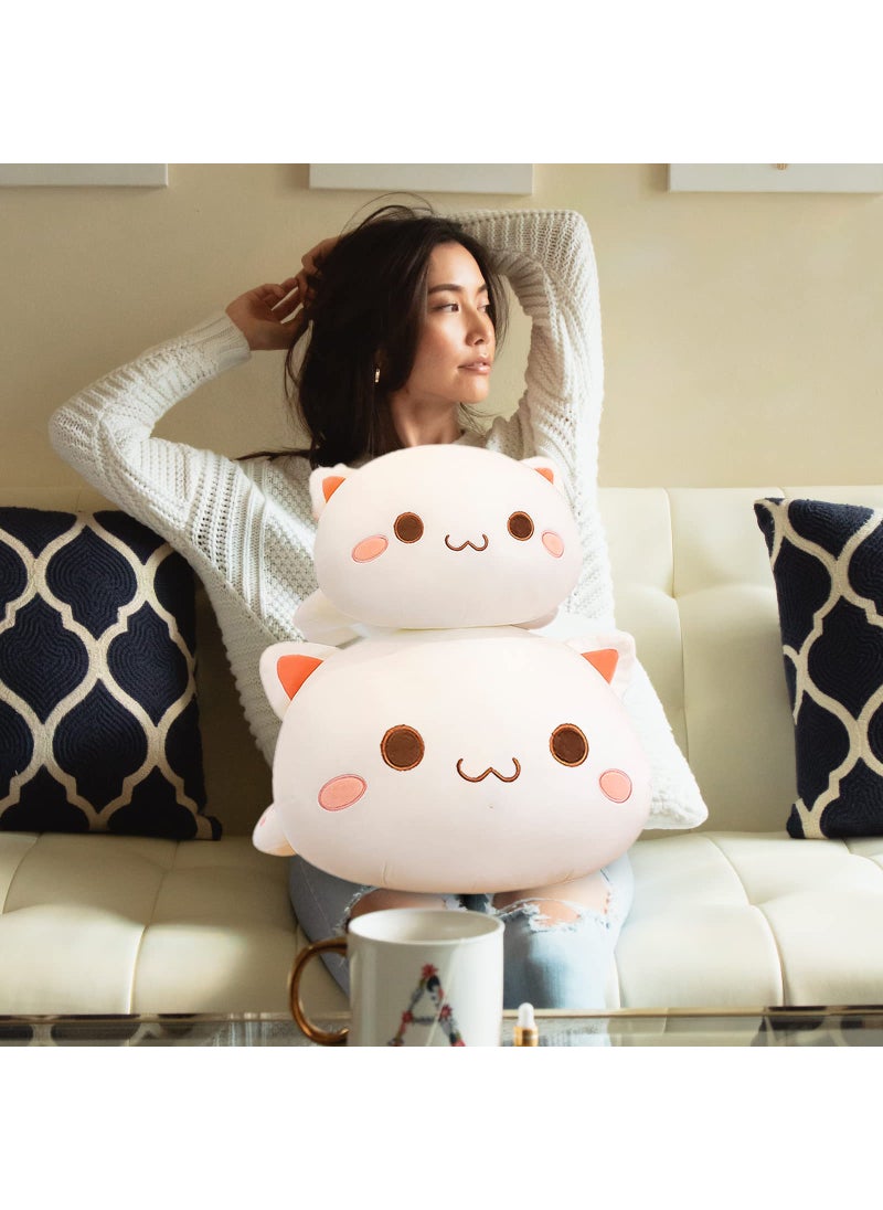 FUYU FUYU Cat Stuffed Animals, Soft Cat Plush Pillow Kawaii Kitten Stuffed Animal Toy Gifts for Kids Boys Girls Room Decor (White Round Eyes,15in/37cm)  - Image 5