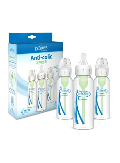 Dr. Brown’s Pack Of 3 Baby Anti-Colic PP Narrow Options+ Feeding Bottle, 3 X 250 ML, 0 Months +