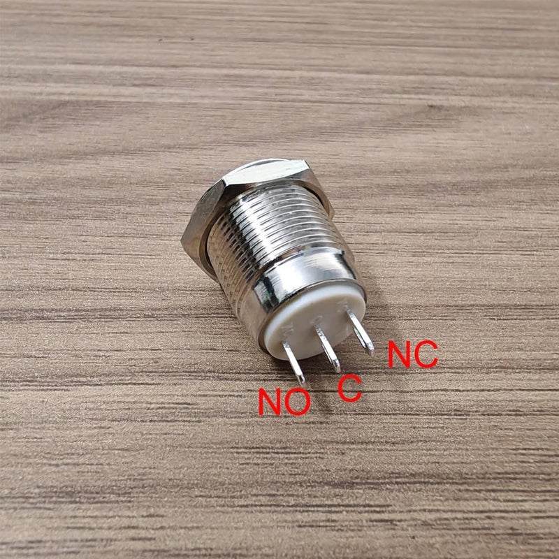 Gebildet 3Pcs 12mm Waterproof Latching Metal Push Button 3pin NO/NC Push Button On Off 1A 12V/24V/125V/250V AC (High Head) - Image 2