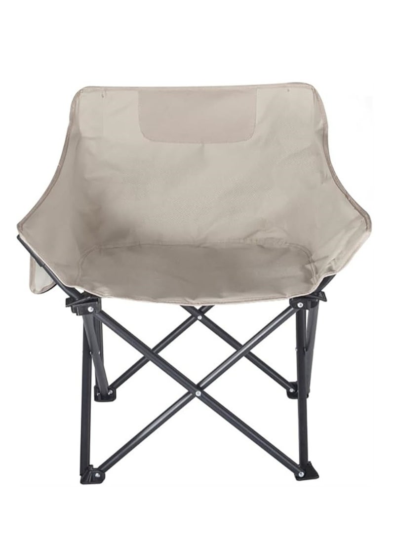 Generic - Camping Chair, Portable Folding Chair, Outdoor Lawn Chair with Side Pockets, Lightweight Beach Arm Chair with Carry Bag for Camping, Hiking, Fishing, Backyard, Lawn, Garden (Beige, Large) - Image 1