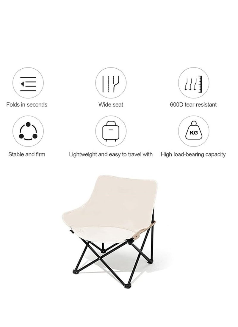 Generic - Camping Chair, Portable Folding Chair, Outdoor Lawn Chair with Side Pockets, Lightweight Beach Arm Chair with Carry Bag for Camping, Hiking, Fishing, Backyard, Lawn, Garden (Beige, Large) - Image 1