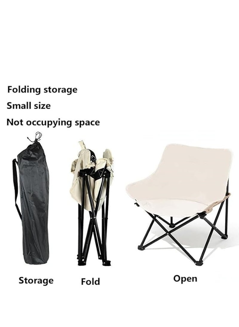 Generic - Camping Chair, Portable Folding Chair, Outdoor Lawn Chair with Side Pockets, Lightweight Beach Arm Chair with Carry Bag for Camping, Hiking, Fishing, Backyard, Lawn, Garden (Beige, Large) - Image 1