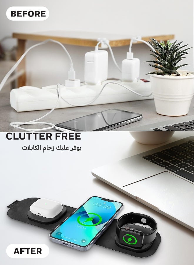 هوني ويل شاحن لاسلكي Zest Wireless 3 في 1 قابل للطي ومتوافق مع MagSafe بقوة 23 وات لهاتف iPhone 12-15، يدعم QC 3.، وجميع سلاسل Apple Watch، وAirpods 2،3، وpro، وشحن فائق السرعة حتى 23 وات - Image 5