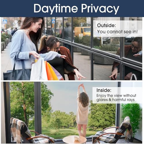 HOME13 Vinyl Sun Control Window Film for Home Privacy & Office Privacy Heat Insulation Anti-UV Office Home Glass Film (Silver Black Window Film, 20in x 100in) - Image 4