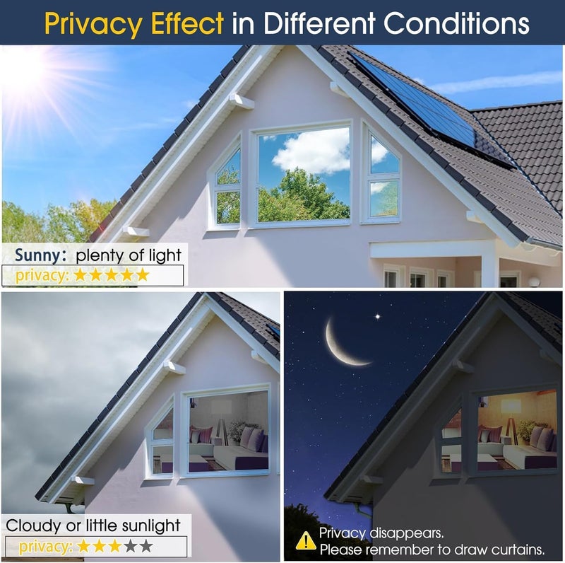 HOME13 Vinyl Sun Control Window Film for Home Privacy & Office Privacy Heat Insulation Anti-UV Office Home Glass Film (Silver Black Window Film, 20in x 100in) - Image 3
