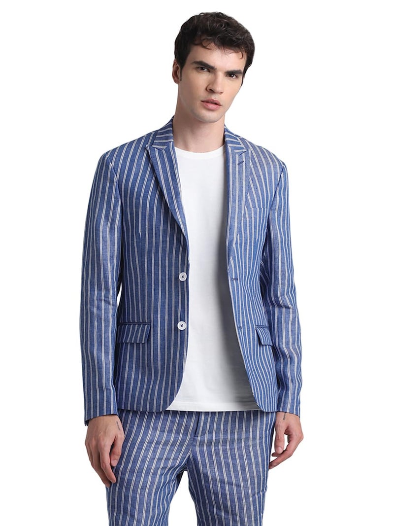 Jack & Jones Mens Blue Slim Fit Single Breasted Blazer - Image 1