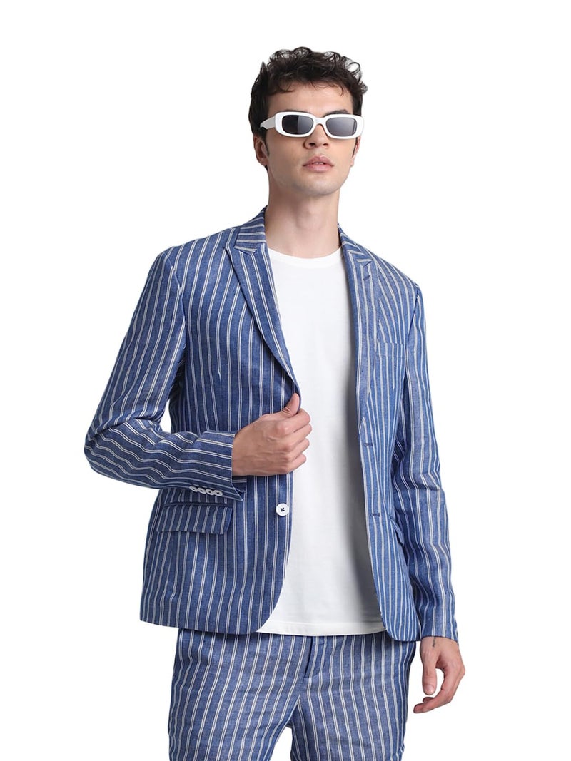 Jack & Jones Mens Blue Slim Fit Single Breasted Blazer - Image 2