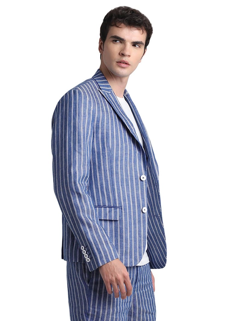 Jack & Jones Mens Blue Slim Fit Single Breasted Blazer - Image 3