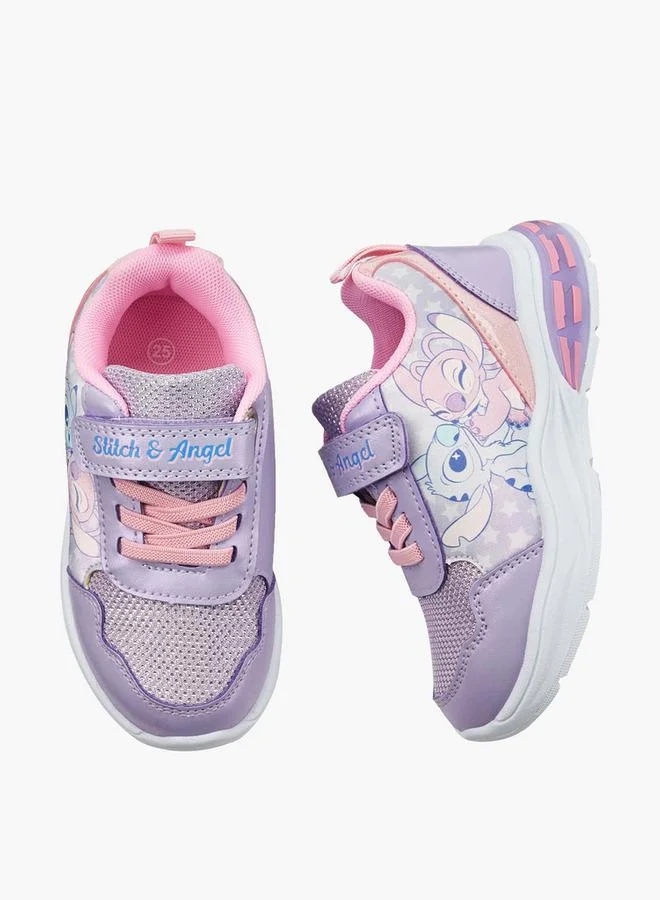 ديزني Disney Girls Stitch and Angel Print Light-Up Ankle Sneakers